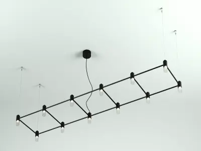 Quadrante light fixture with bars hanging from ceiling 3D model