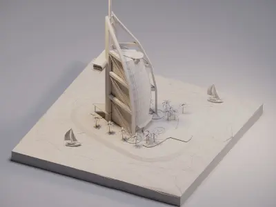 Burj Al Arab Low-poly 3D model