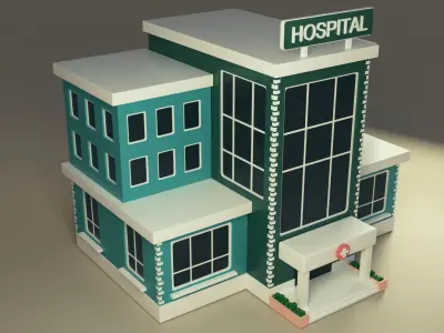 Hospital building Low-poly 3D model