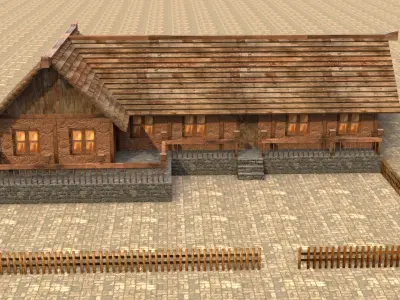Game-ready medieval stable house Low-poly 3D model