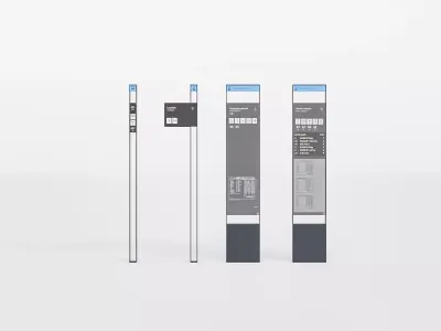 Prague tram and bus stop signs set 3D model