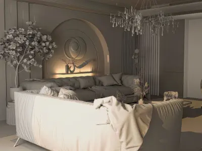 Architectural Interior Scene - Living Room 3D model