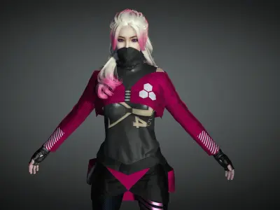 AAA Cyber Punk Female Character 04 Low-poly 3D model