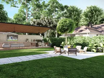 3D Exterior Scene 3D model design garden and landscape 3D  3D model