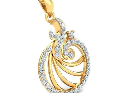 Yellow gold diamond pendent-P3 PS-03 3D print model