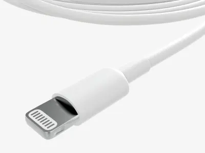 White lightning to USB cable 3D model