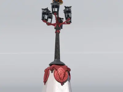 Lamp Post - Royal Light Gothic Street Light Low-poly 3D model