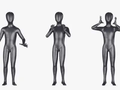  Black Mannequins Rigged for Cinema 4D Collection 