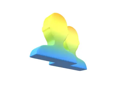 Two People Bust in Silhouette v1 009 Low-poly 3D model