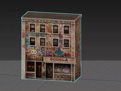 Street wall building Low-poly 3D model  Low-poly 3D model