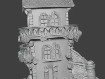 Fantasy Castle House Tower Miniature with Storybook Details 3D print model