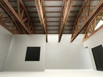 VR Art Gallery - Wooden Beams Low-poly 3D model