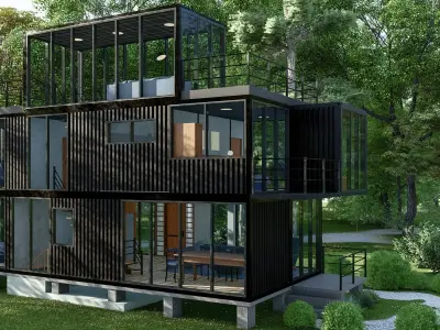 Fully Completed architectural shipping Container House 3D model