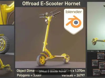 Low-poly off-road electric scooter All colors 3D Model Pack