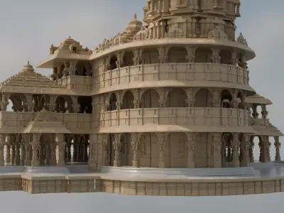 Detailed Vedic Temple - Ancient Mythical Architecture Concept 3D model