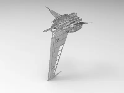 Vertical Fighter Spaceship Low-poly 3D model