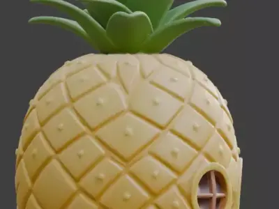 Stylized Pineapple House 3D Model Low-poly 3D model