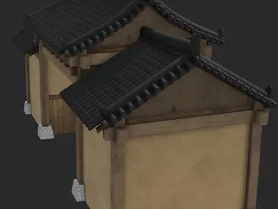 Korean Traditional House Hanok Door Low-poly 3D model