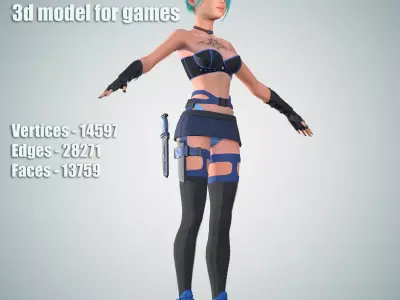 Keeler girl Low-poly 3D model Low-poly 3D model