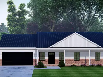 Modern Barndominium House 3D Model with Rustic Metal Siding 3D model