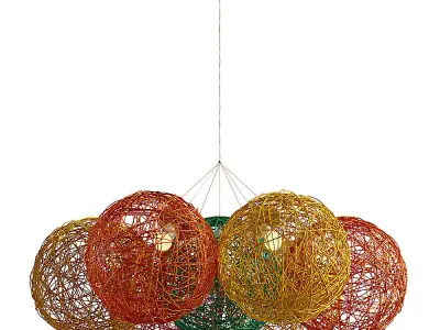 Aliexpress Hemp ball hanging lamp set 3D model