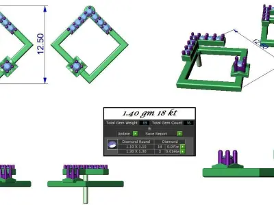 Light wt Women Diamond Earrings  3D print model