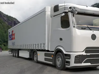  Electric Truck with FedEx Freight Trailer Rigged for Cinema 4D 