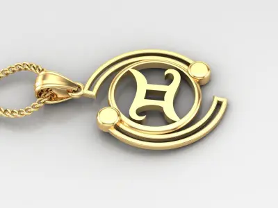 Galaxy Gemini Light Gold Pendant Version 8 3D print model