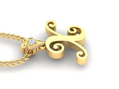 Alphabet V3 Light Gold  Font Pendant X 3D print model