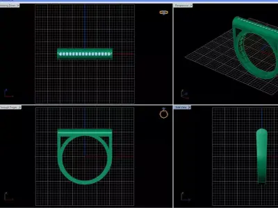 Linear Bar Top Ring with Stone-Ready Channel 3D print model