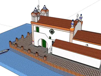 Architecture-Religion-God-Culture-Temple-0295 church near water 3D model