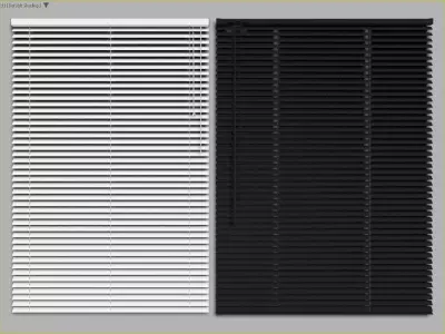 Black and White Aluminum Venetian Blinds for Windows 3D model