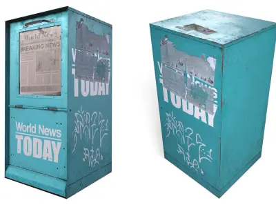 Low Poly Newspaper Newsstand Vending Machine Outdoor Prop Low-poly 3D model