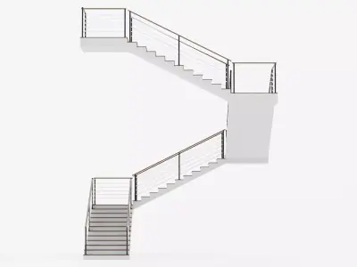 Square Staircase V2 - Multi-Level Modern Interior Stairs Low-poly 3D model