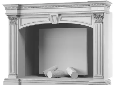 blk wood classical fireplace art 003 3D model