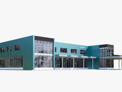 Realistic Medical Center Building 3D Model  Hospital Exterior Low-poly 3D model