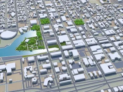 Stockton California USA 40km Low-poly 3D model