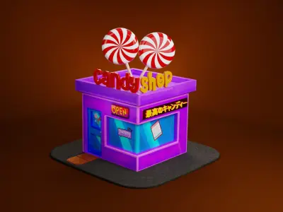 Candy Shop hand painted Blender Low-poly 3D model
