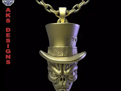 skull pendant jewelry Magician alien v1  3D print model