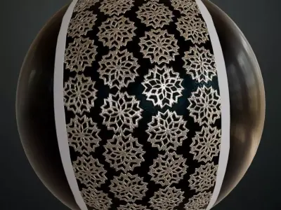 Stylized Snowflake Grid Metal Panel PBR Seamless Texture