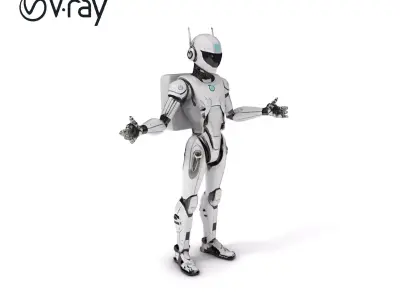 RiggedFuturistic Android Warrior D Model  Fully Rigged and Te... Low-poly 3D model