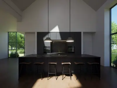 Scandinavian Modern House - Minimalist Architectural Unfurnished 3D model