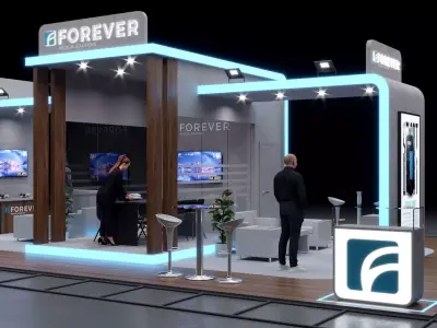 1-Modern Exhibition Booth 13x8m - 3ds Max - Corona Renderer Low-poly 3D model