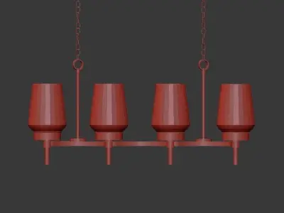 MANCHESTER modern chandelier with six glass shades 3D model