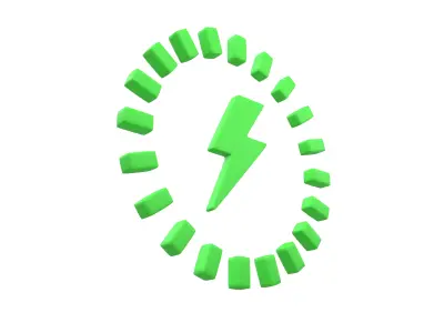 Battery Charge Level Icon v1 004 Low-poly 3D model