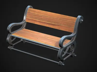 stylized bench Low-poly 3D model