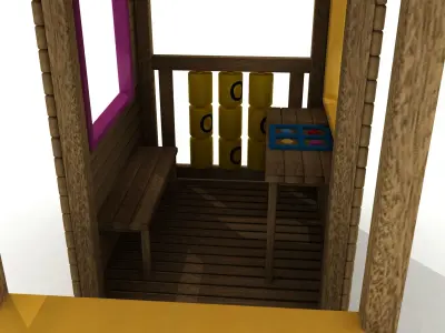 Kids Game Play Equipment 010 Wood Little Kitchen House 3D model