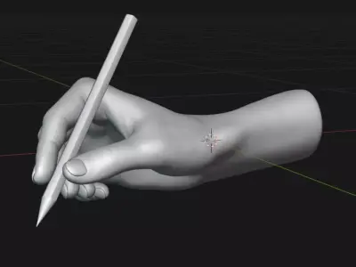 Artist Mannequin Hand Holding Pencil 3D model