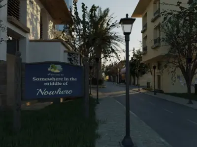 Small Town located Somewhere in the middle of Nowhere Low-poly 3D model