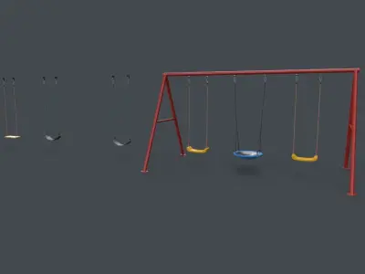 PBR Modular Outdoor Playground Swing Sets A Low-poly 3D model